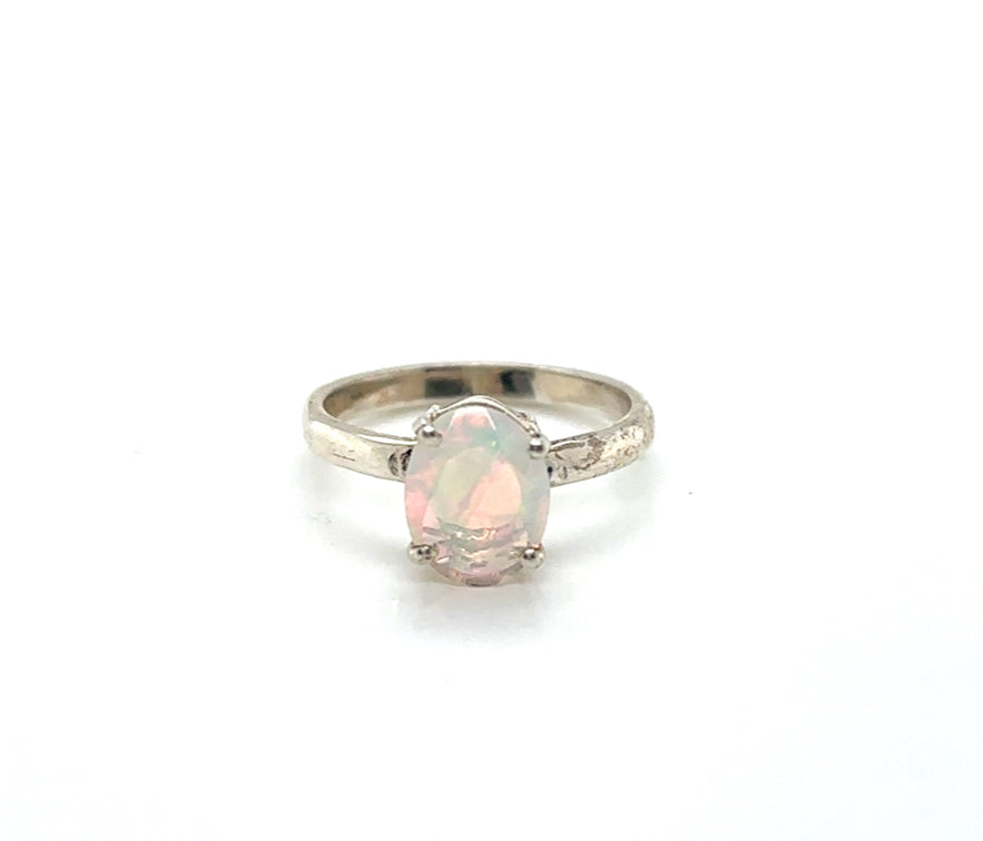 Show-Off Solitaire Ethiopian Opal Sterling Silver Ring