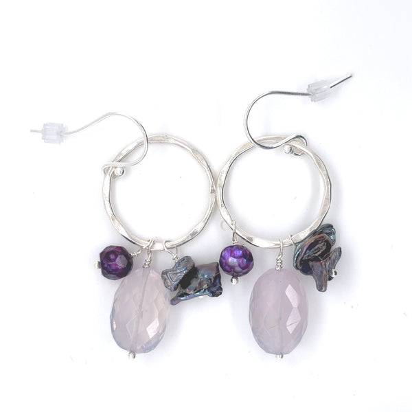 Mexican Lavender Love Little Loop Opal Earrings