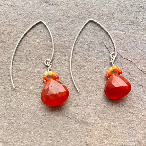 Lusciously Red Mexican Fire Opal Earrings