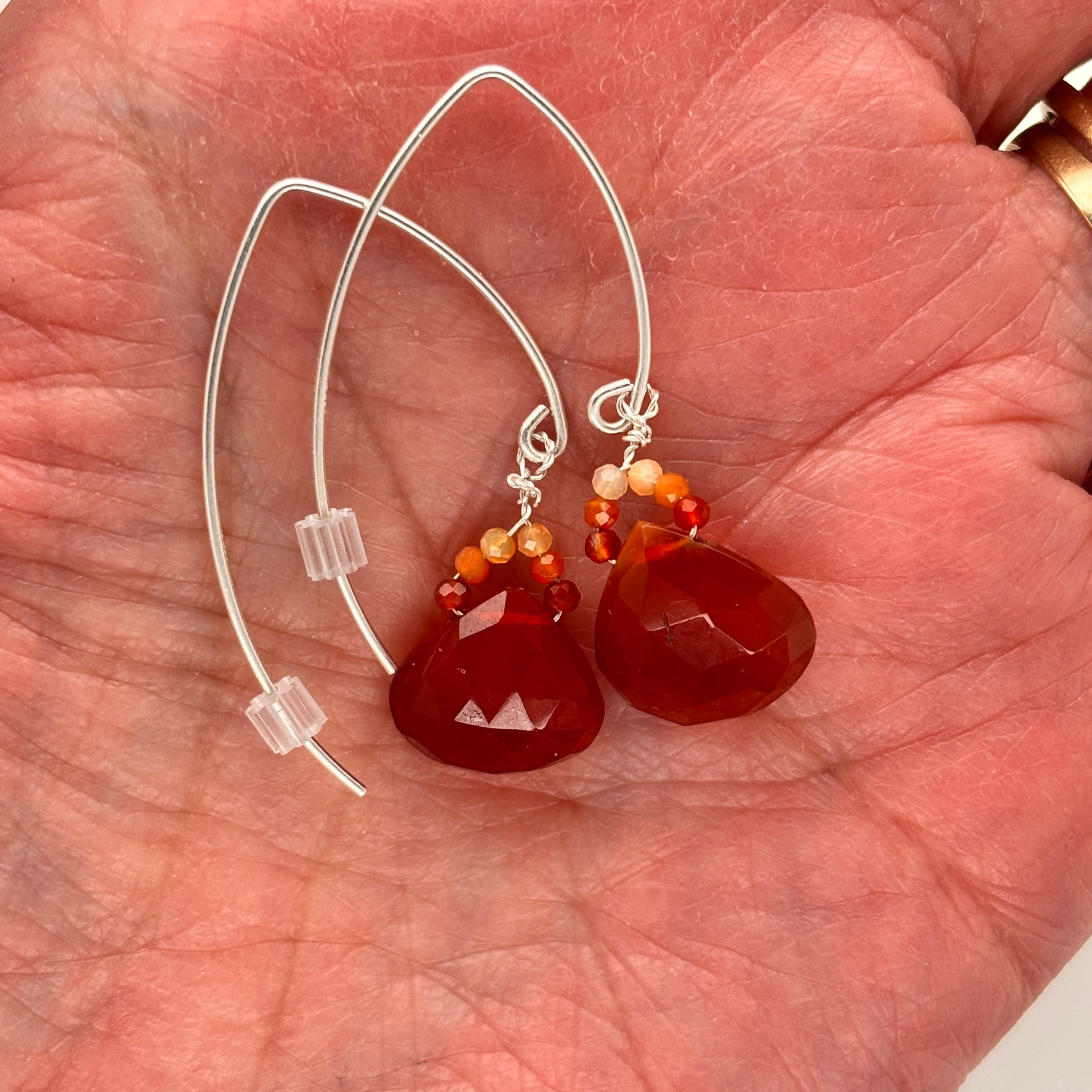 Lusciously Red Mexican Fire Opal Earrings