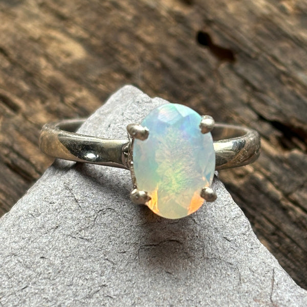 Show-Off Solitaire Ethiopian Opal Sterling Silver Ring