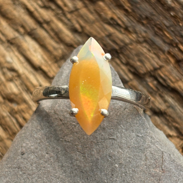 Show-Off Marquise Ethiopian Opal Sterling Silver Ring