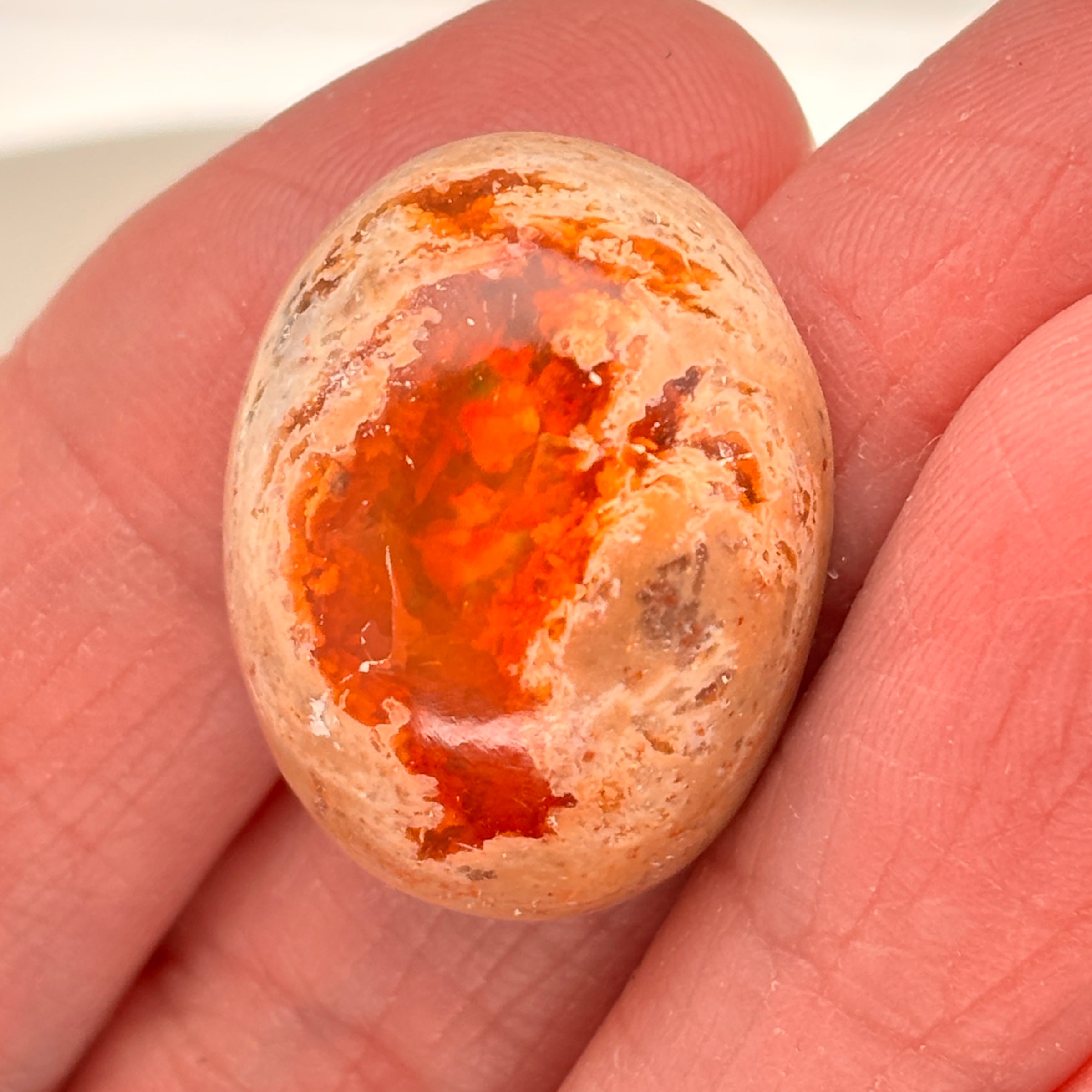 Sea of Orange Mexican Opal Amulet