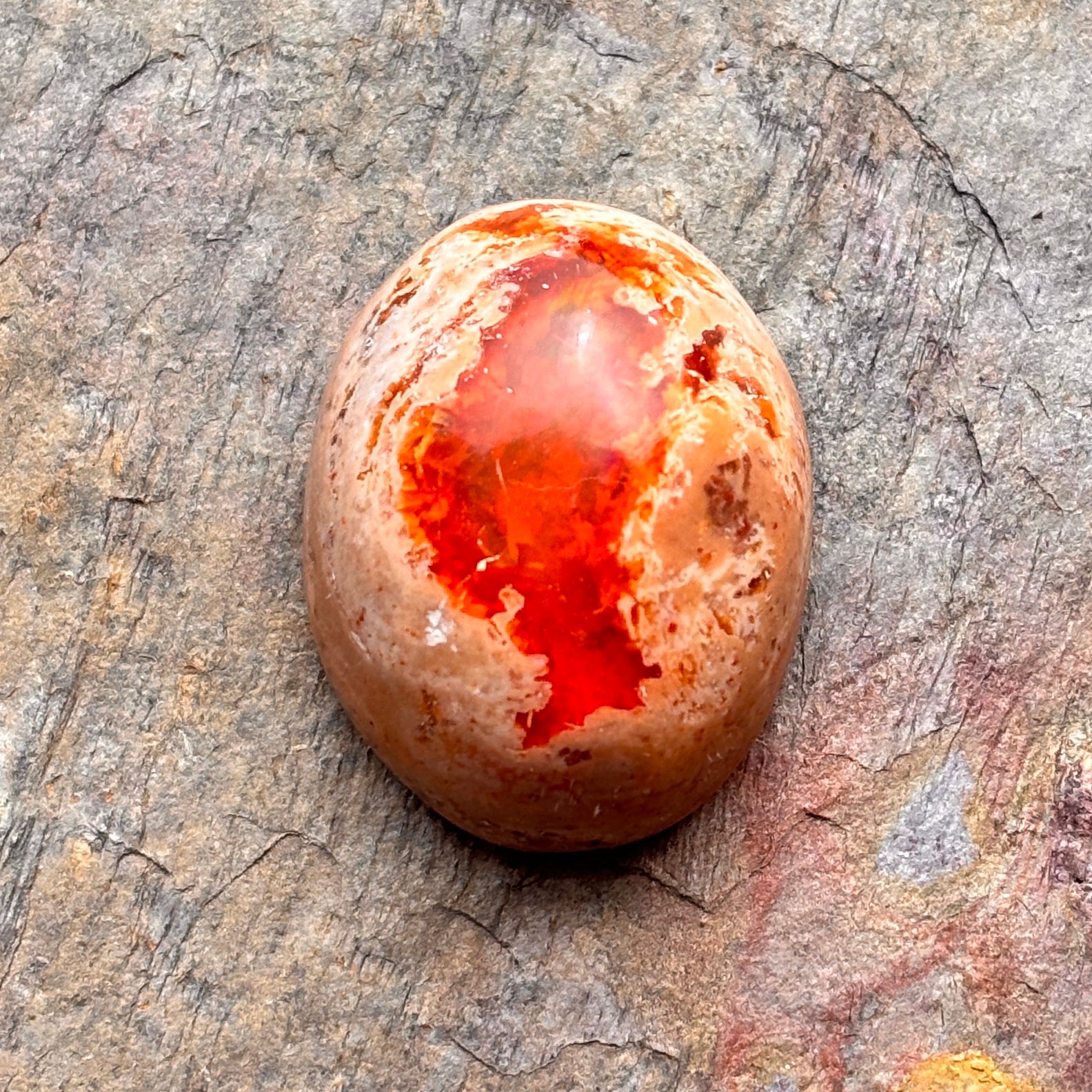 Sea of Orange Mexican Opal Amulet