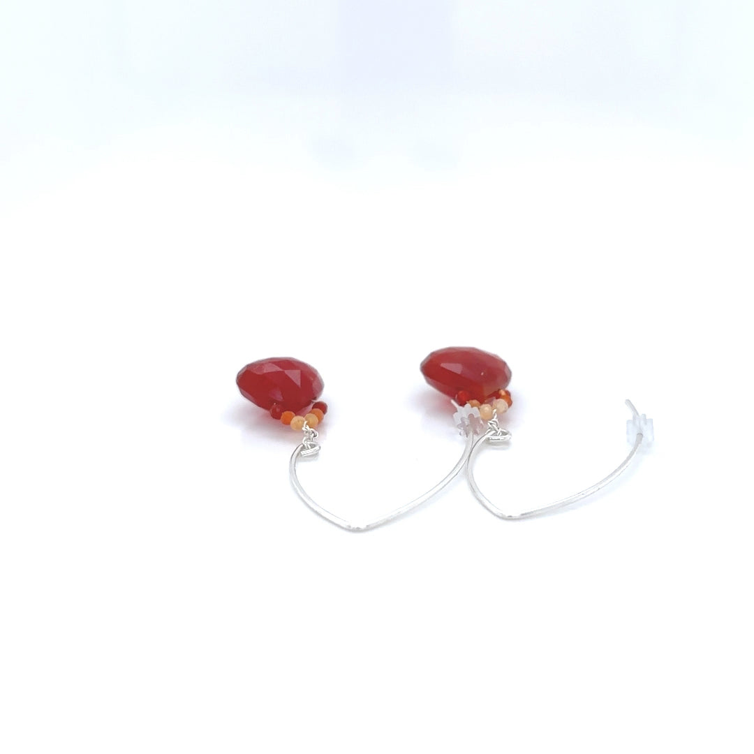 Lusciously Red Mexican Fire Opal Earrings