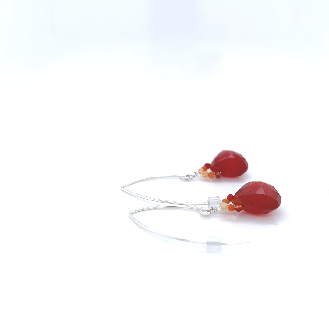 Lusciously Red Mexican Fire Opal Earrings