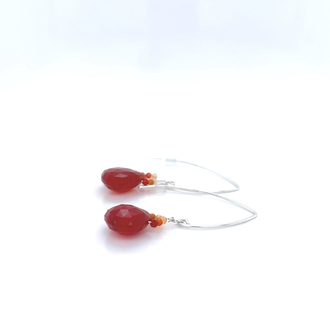 Lusciously Red Mexican Fire Opal Earrings