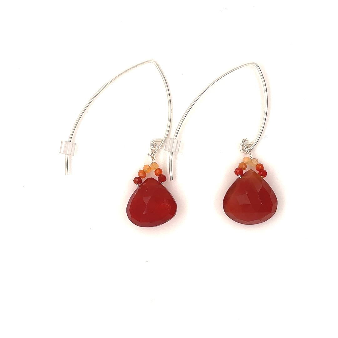 Lusciously Red Mexican Fire Opal Earrings