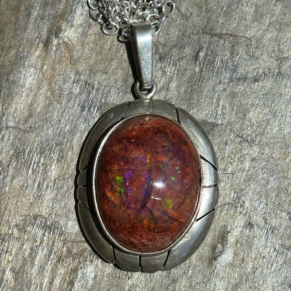 Red and then Some Mexican En Cantera Opal Pendant