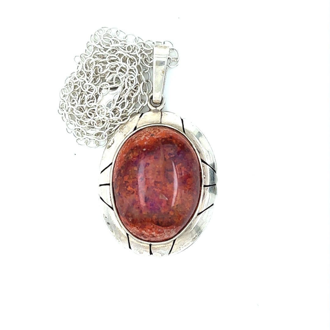 Red and then Some Mexican En Cantera Opal Pendant