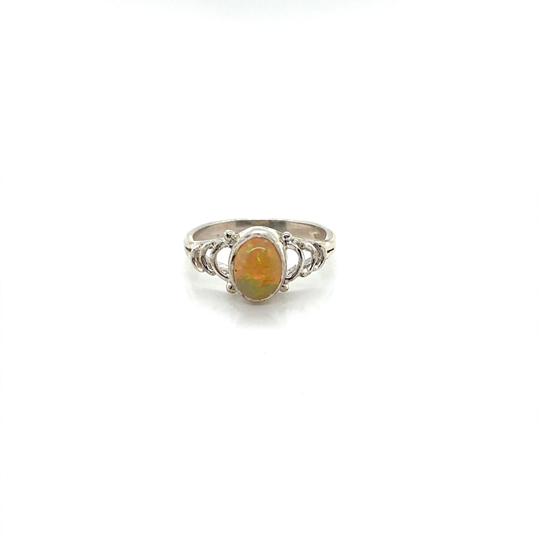 Half Circles with Silver Ethiopian Opal Ring